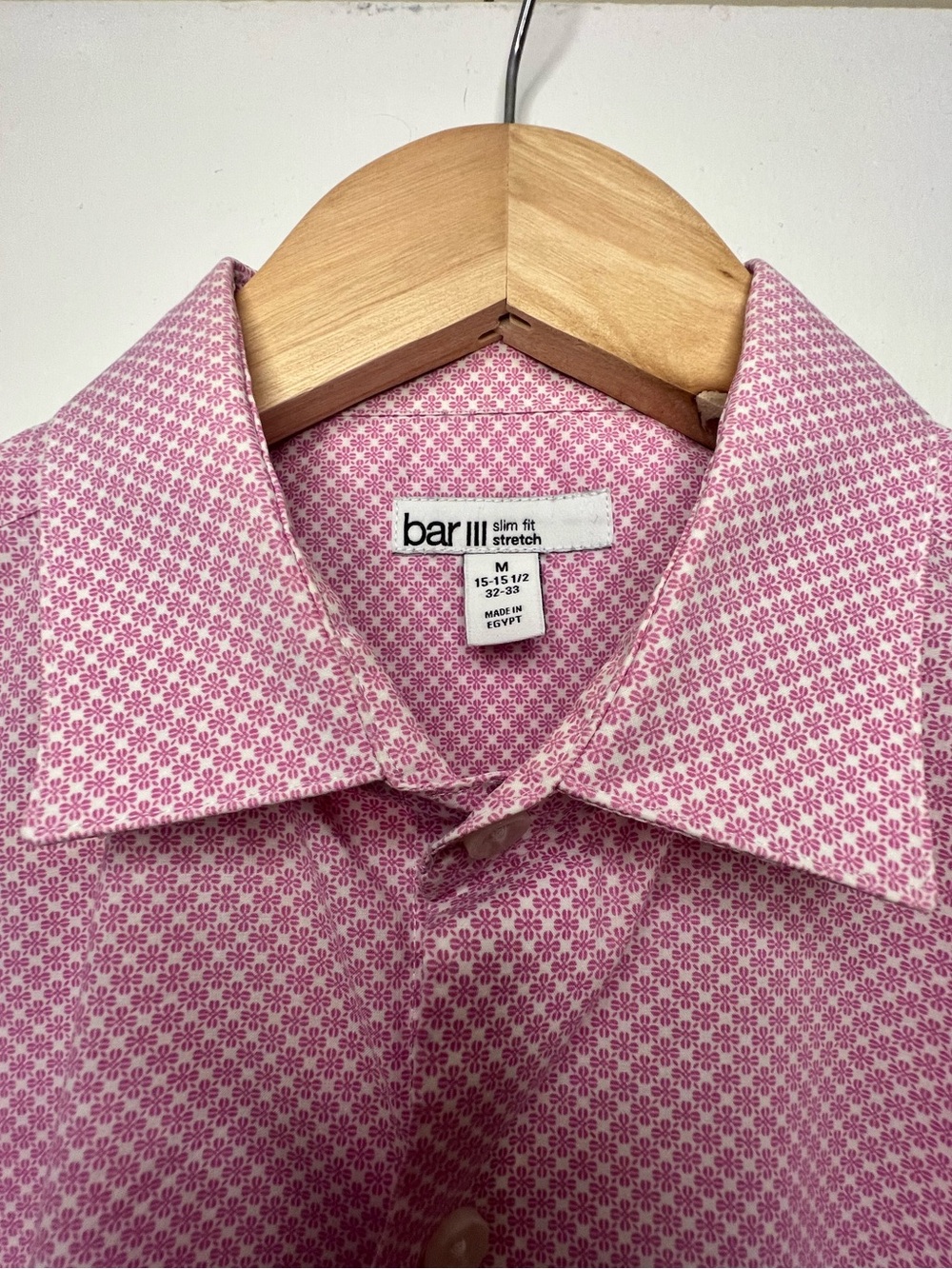 bar III Slim Fit Stretch Pink Floral Patterned Men’s Shirt